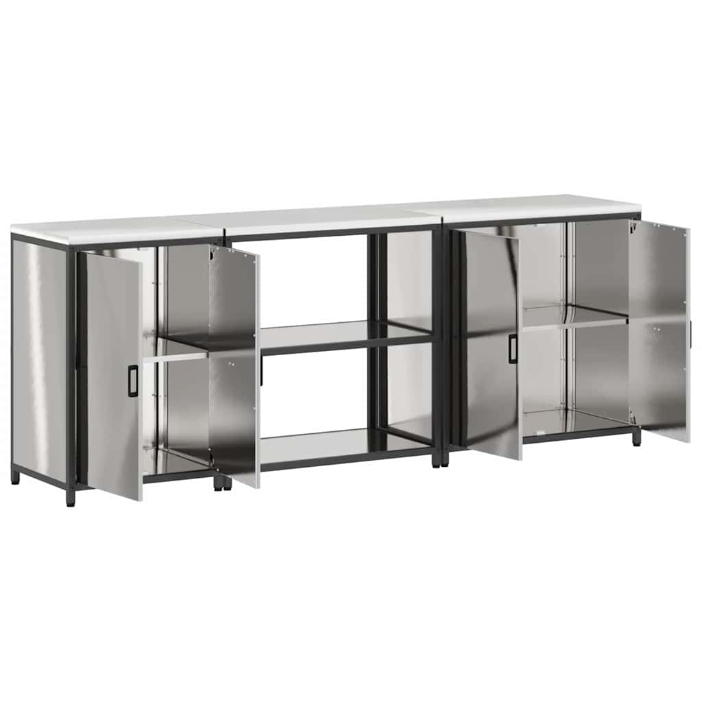 vidaXL Kitchen Storage Set HATTEM 3 pcs Silver Stainless Steel