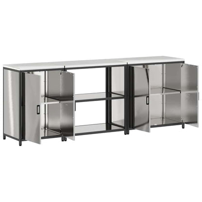 vidaXL Kitchen Storage Set HATTEM 3 pcs Silver Stainless Steel