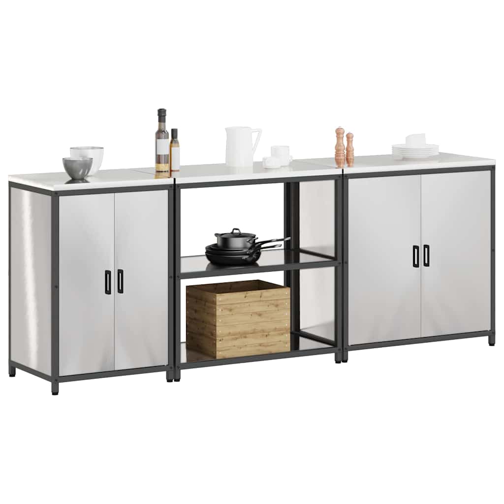 vidaXL Kitchen Storage Set HATTEM 3 pcs Silver Stainless Steel