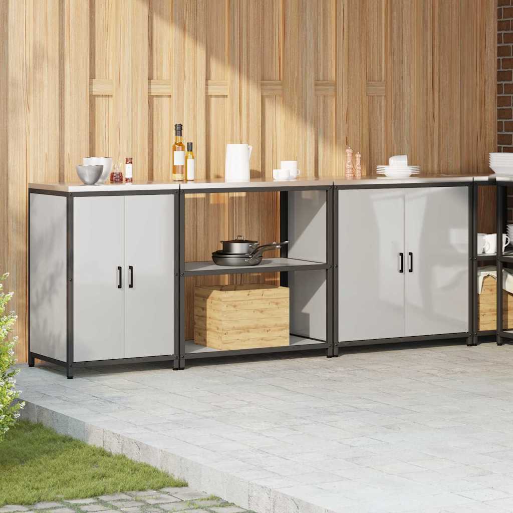 vidaXL Kitchen Storage Set HATTEM 3 pcs Silver Galvanised Steel