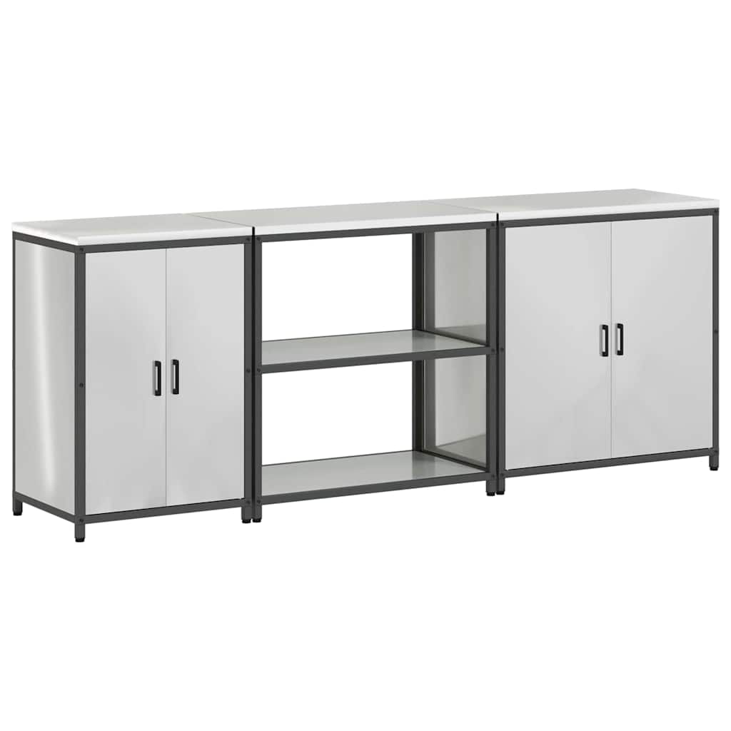 vidaXL Kitchen Storage Set HATTEM 3 pcs Silver Galvanised Steel
