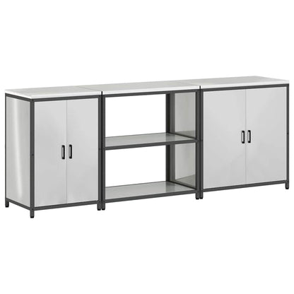 vidaXL Kitchen Storage Set HATTEM 3 pcs Silver Galvanised Steel