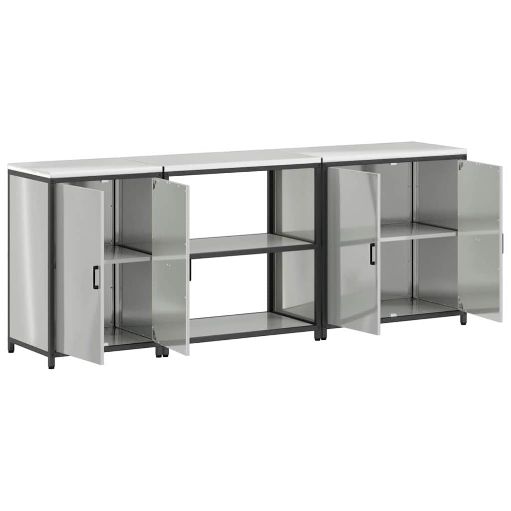 vidaXL Kitchen Storage Set HATTEM 3 pcs Silver Galvanised Steel