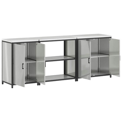 vidaXL Kitchen Storage Set HATTEM 3 pcs Silver Galvanised Steel