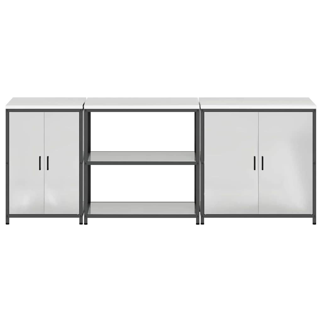 vidaXL Kitchen Storage Set HATTEM 3 pcs Silver Galvanised Steel