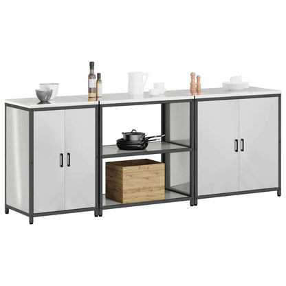 vidaXL Kitchen Storage Set HATTEM 3 pcs Silver Galvanised Steel