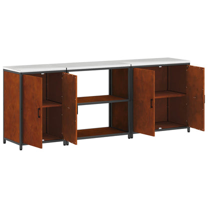 vidaXL Kitchen Storage Set HATTEM 3 pcs Rusty Steel
