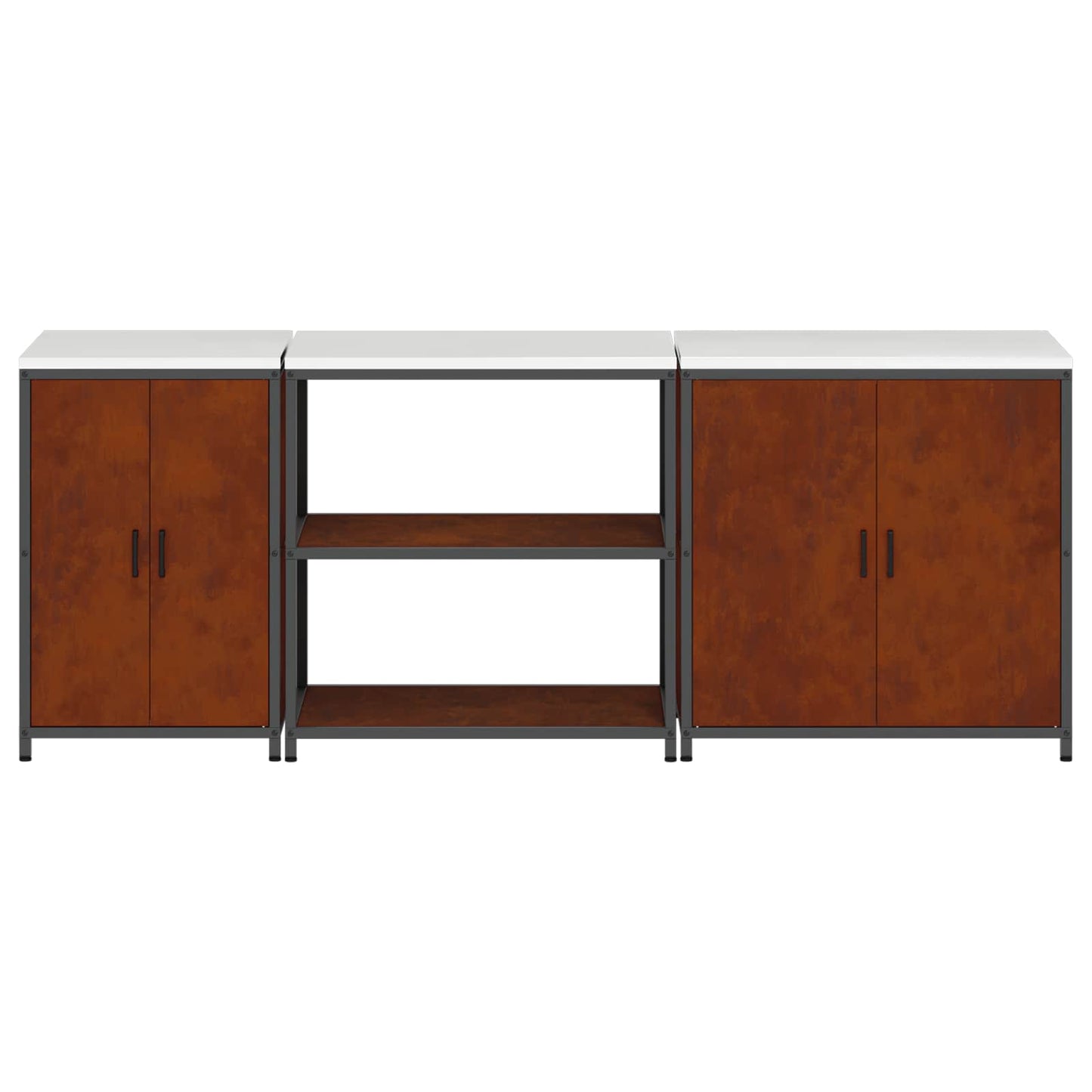 vidaXL Kitchen Storage Set HATTEM 3 pcs Rusty Steel