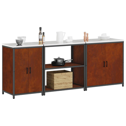 vidaXL Kitchen Storage Set HATTEM 3 pcs Rusty Steel