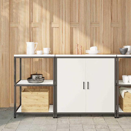 vidaXL Kitchen Storage Set HATTEM 2 pcs White Cold-rolled Steel