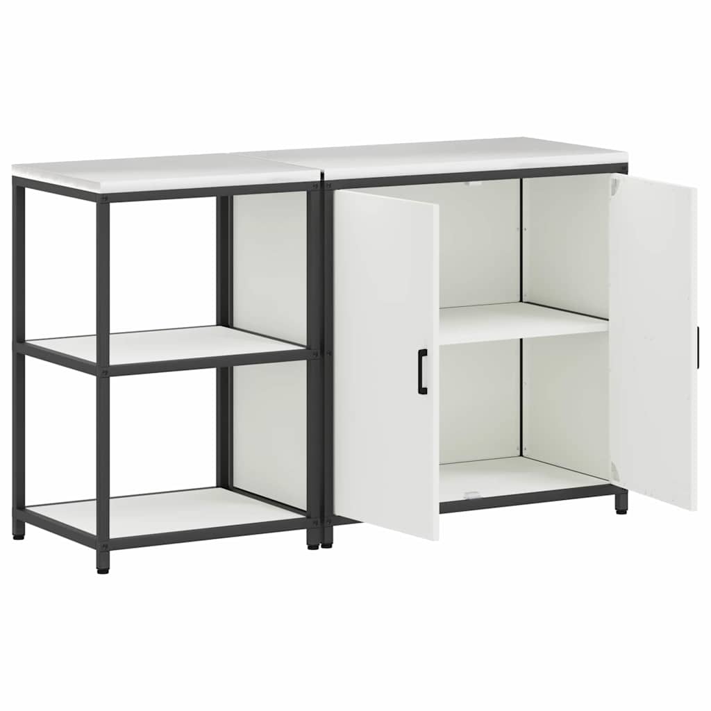 vidaXL Kitchen Storage Set HATTEM 2 pcs White Cold-rolled Steel