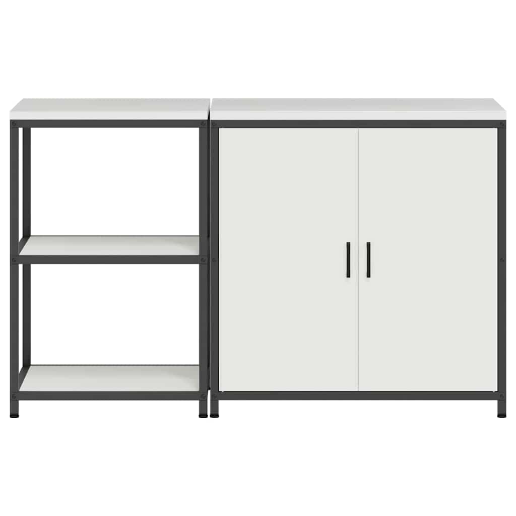 vidaXL Kitchen Storage Set HATTEM 2 pcs White Cold-rolled Steel