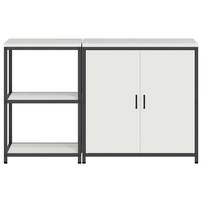 vidaXL Kitchen Storage Set HATTEM 2 pcs White Cold-rolled Steel