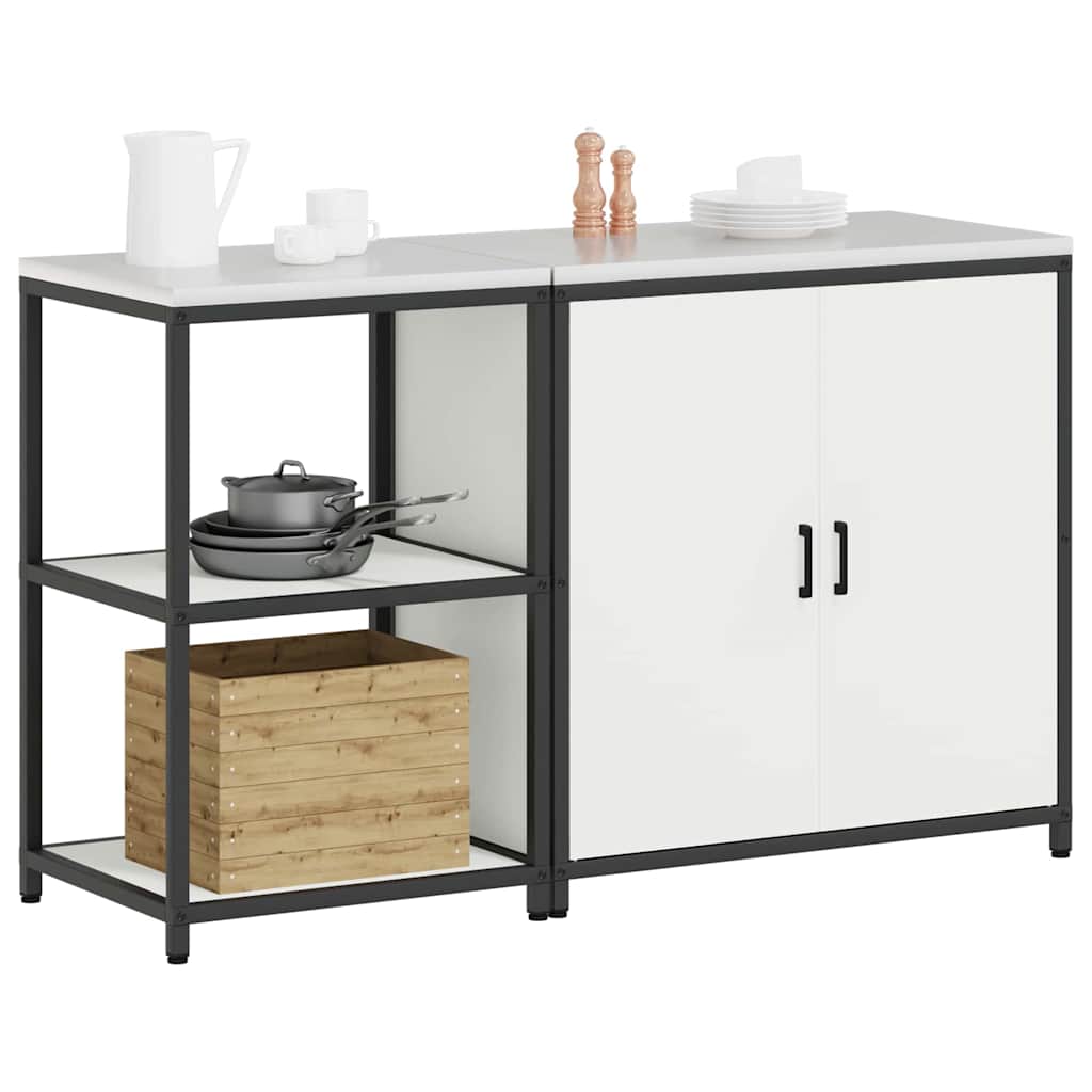 vidaXL Kitchen Storage Set HATTEM 2 pcs White Cold-rolled Steel