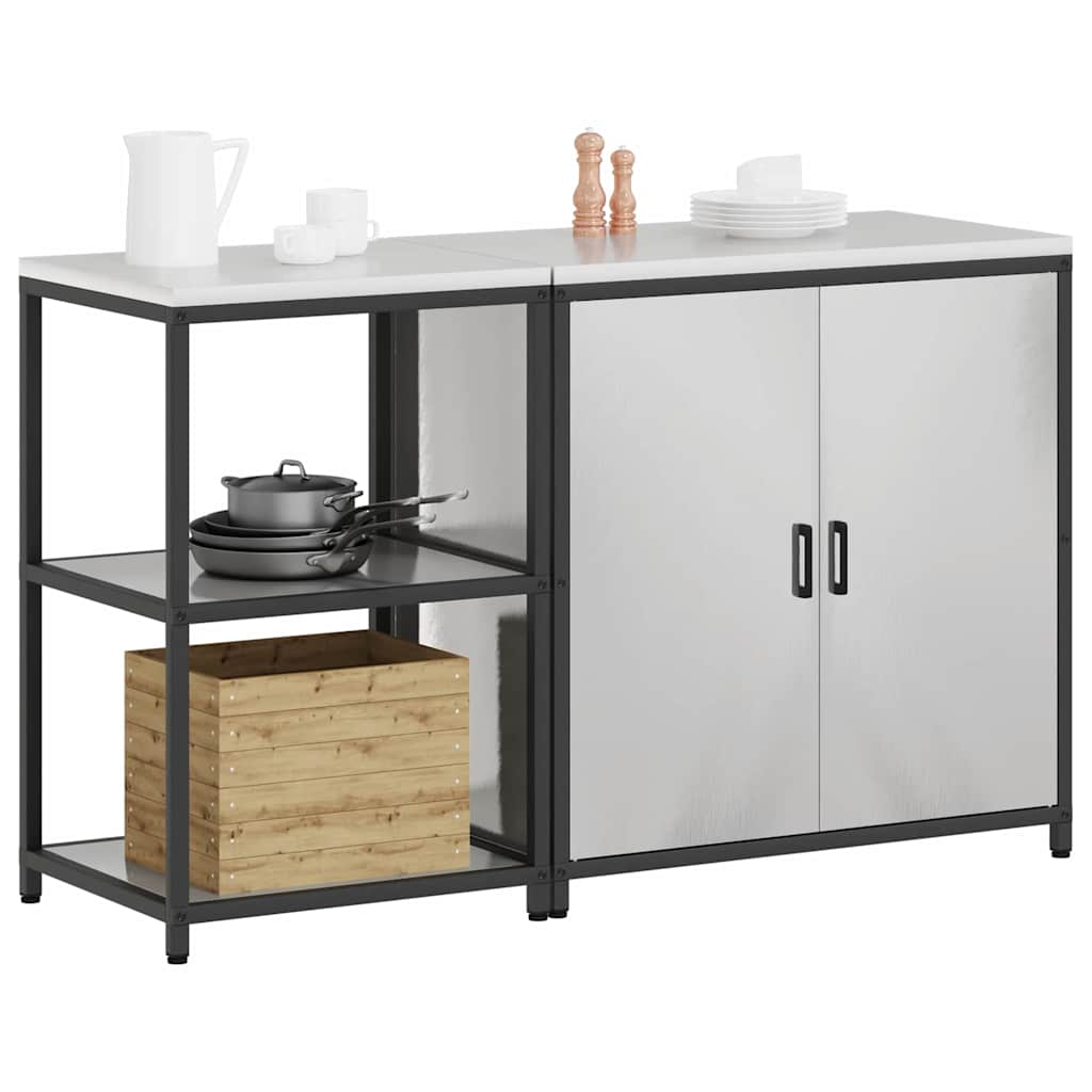vidaXL Kitchen Storage Set HATTEM 2 pcs Silver Stainless Steel