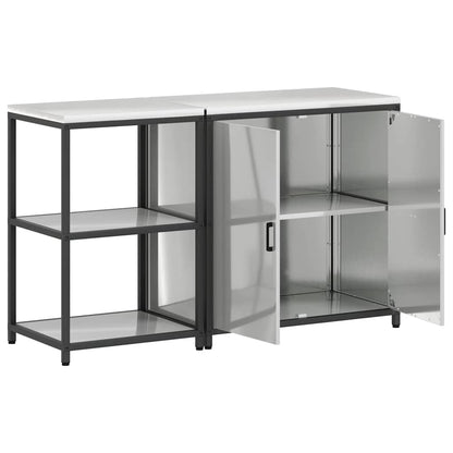 vidaXL Kitchen Storage Set HATTEM 2 pcs Silver Galvanised Steel