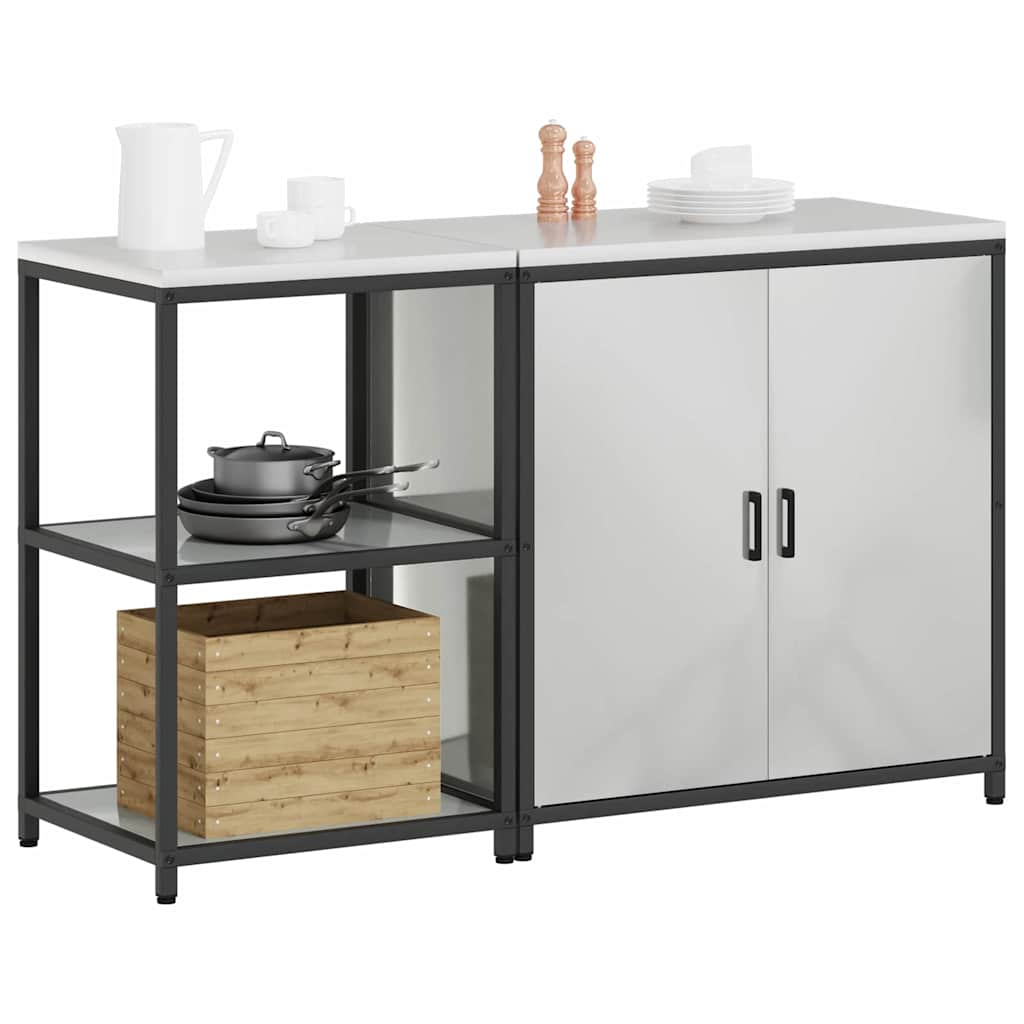 vidaXL Kitchen Storage Set HATTEM 2 pcs Silver Galvanised Steel