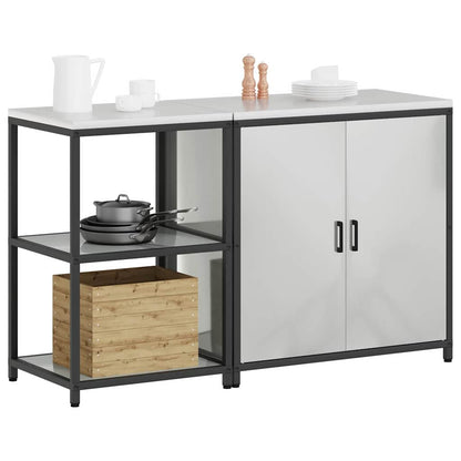 vidaXL Kitchen Storage Set HATTEM 2 pcs Silver Galvanised Steel