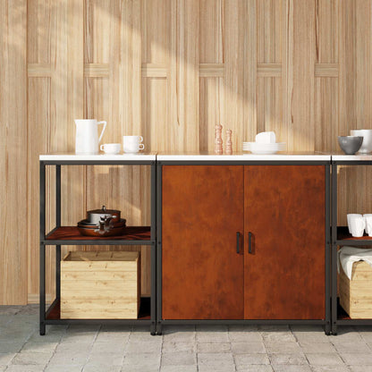 vidaXL Kitchen Storage Set with Shelf 2 pcs Rusty Weathering Steel
