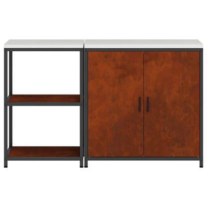 vidaXL Kitchen Storage Set with Shelf 2 pcs Rusty Weathering Steel