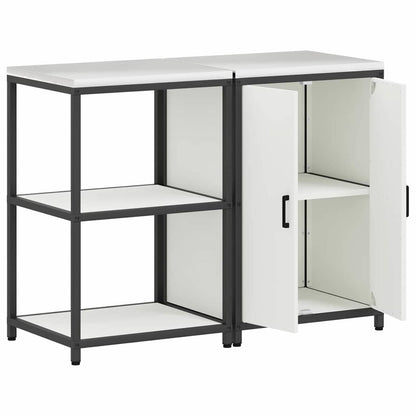 vidaXL Kitchen Storage Set HATTEM 2 pcs White Cold-rolled Steel