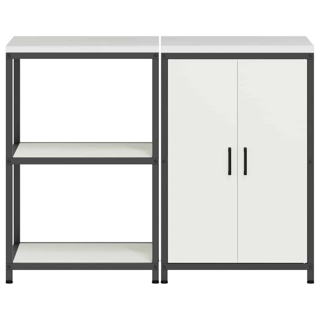 vidaXL Kitchen Storage Set HATTEM 2 pcs White Cold-rolled Steel