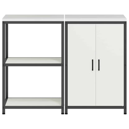 vidaXL Kitchen Storage Set HATTEM 2 pcs White Cold-rolled Steel