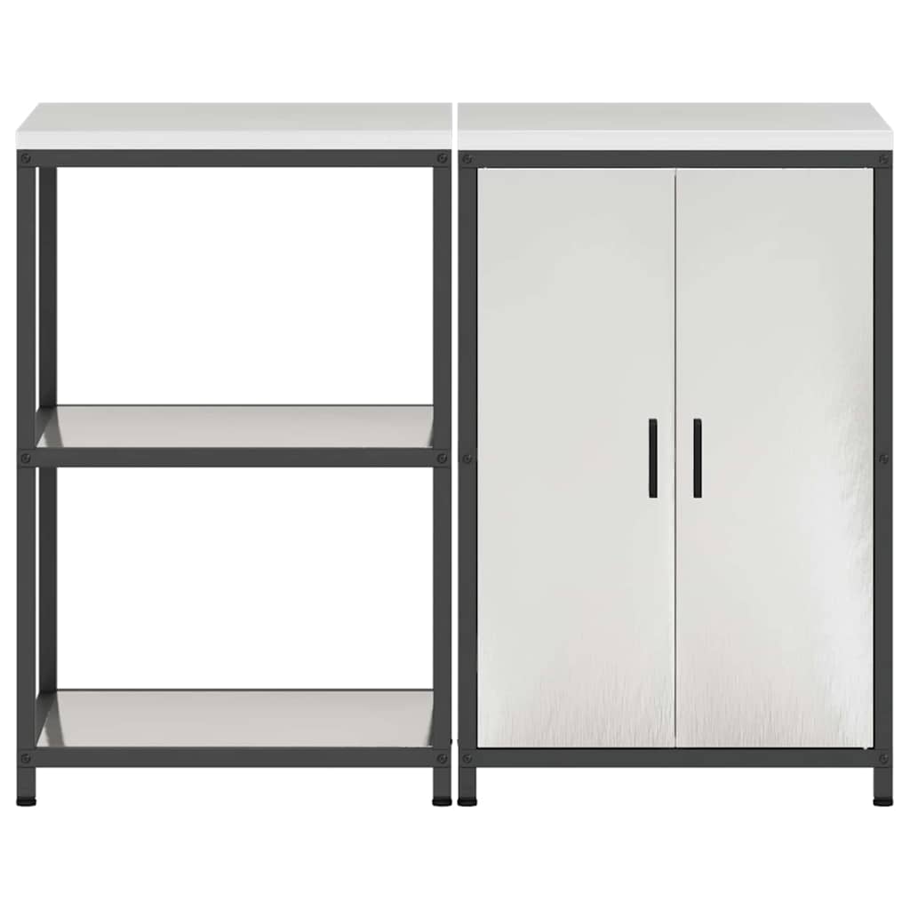 vidaXL Kitchen Storage Set HATTEM 2 pcs Silver Stainless Steel