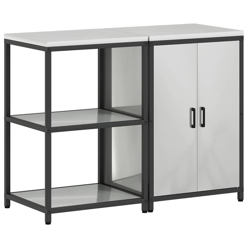 vidaXL Kitchen Storage Set HATTEM 2 pcs Silver Galvanised Steel