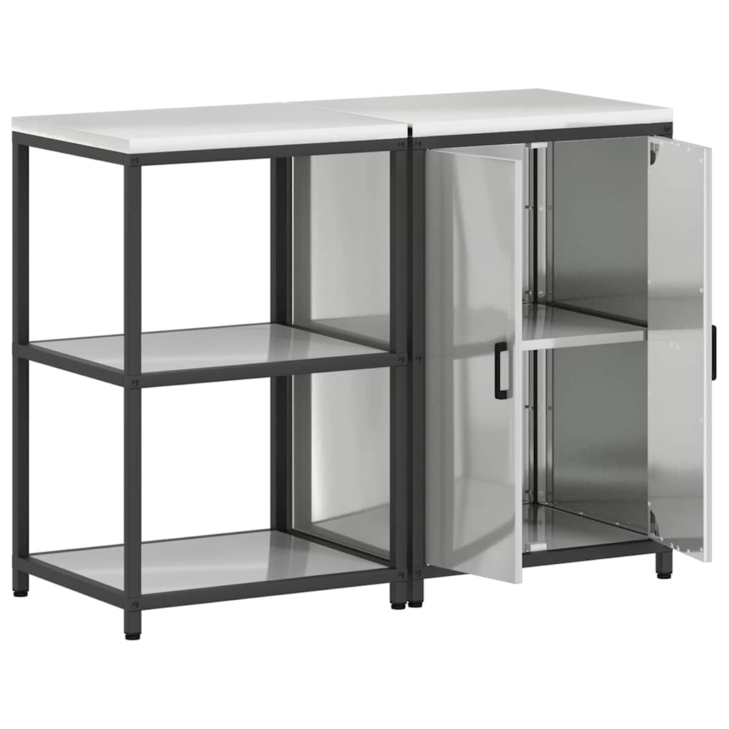 vidaXL Kitchen Storage Set HATTEM 2 pcs Silver Galvanised Steel