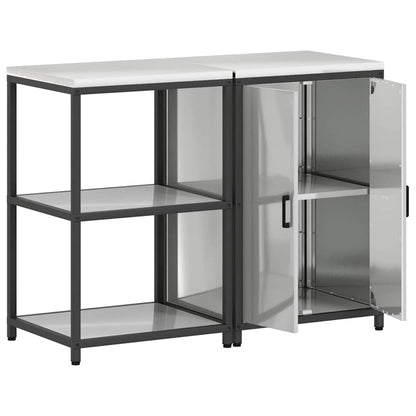 vidaXL Kitchen Storage Set HATTEM 2 pcs Silver Galvanised Steel
