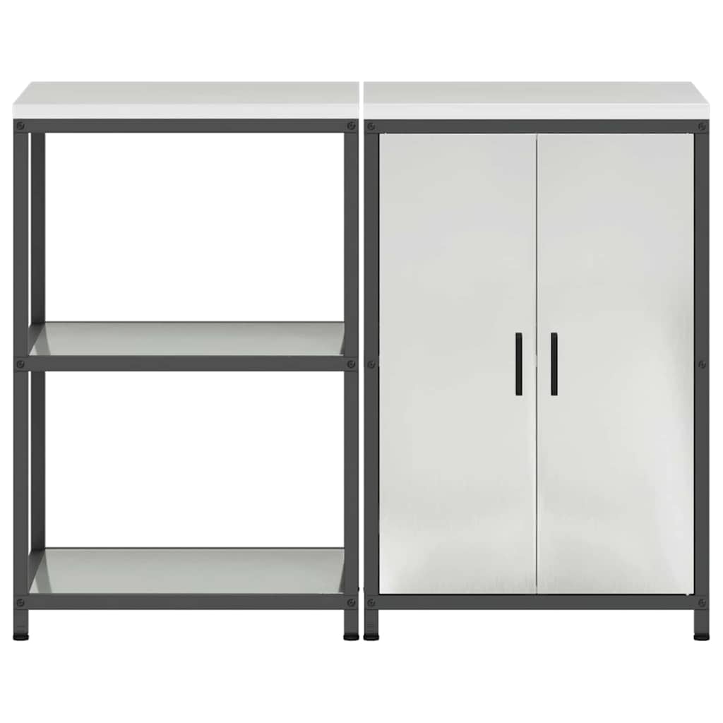 vidaXL Kitchen Storage Set HATTEM 2 pcs Silver Galvanised Steel
