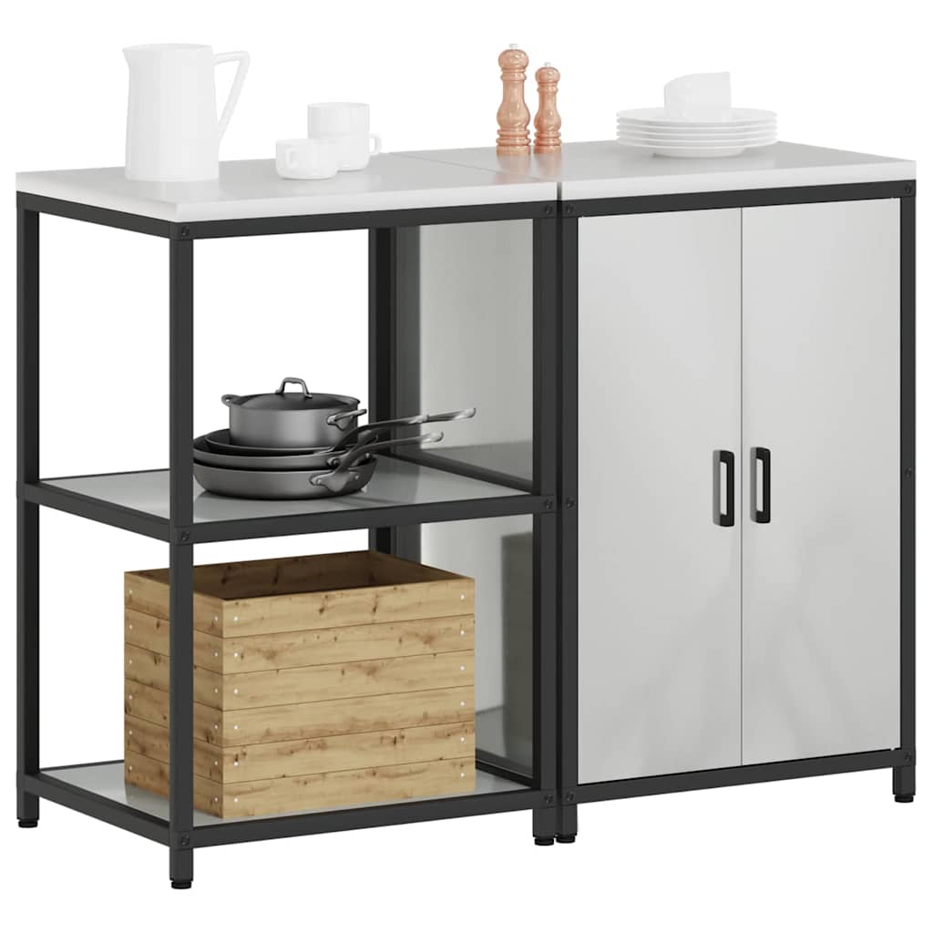 vidaXL Kitchen Storage Set HATTEM 2 pcs Silver Galvanised Steel