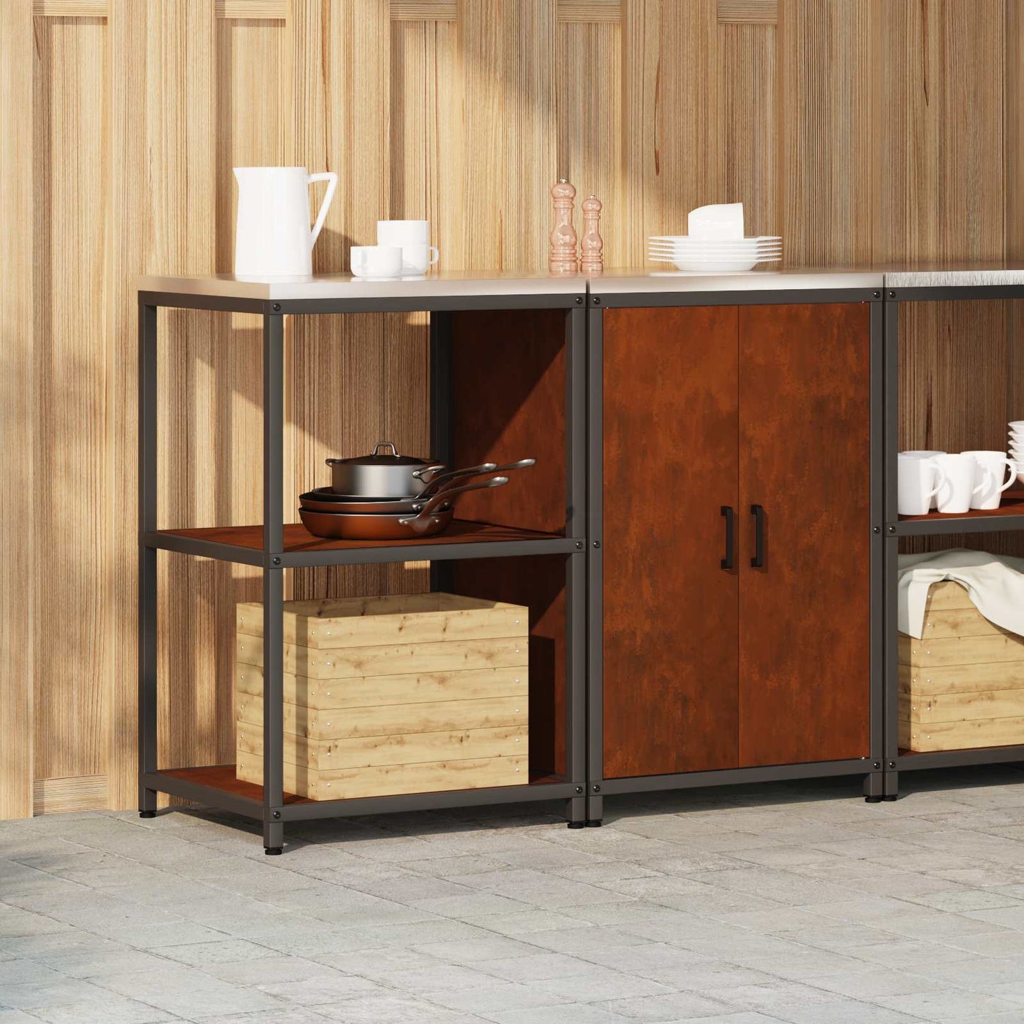 vidaXL Kitchen Storage Set HATTEM 2 pcs Rusty Steel