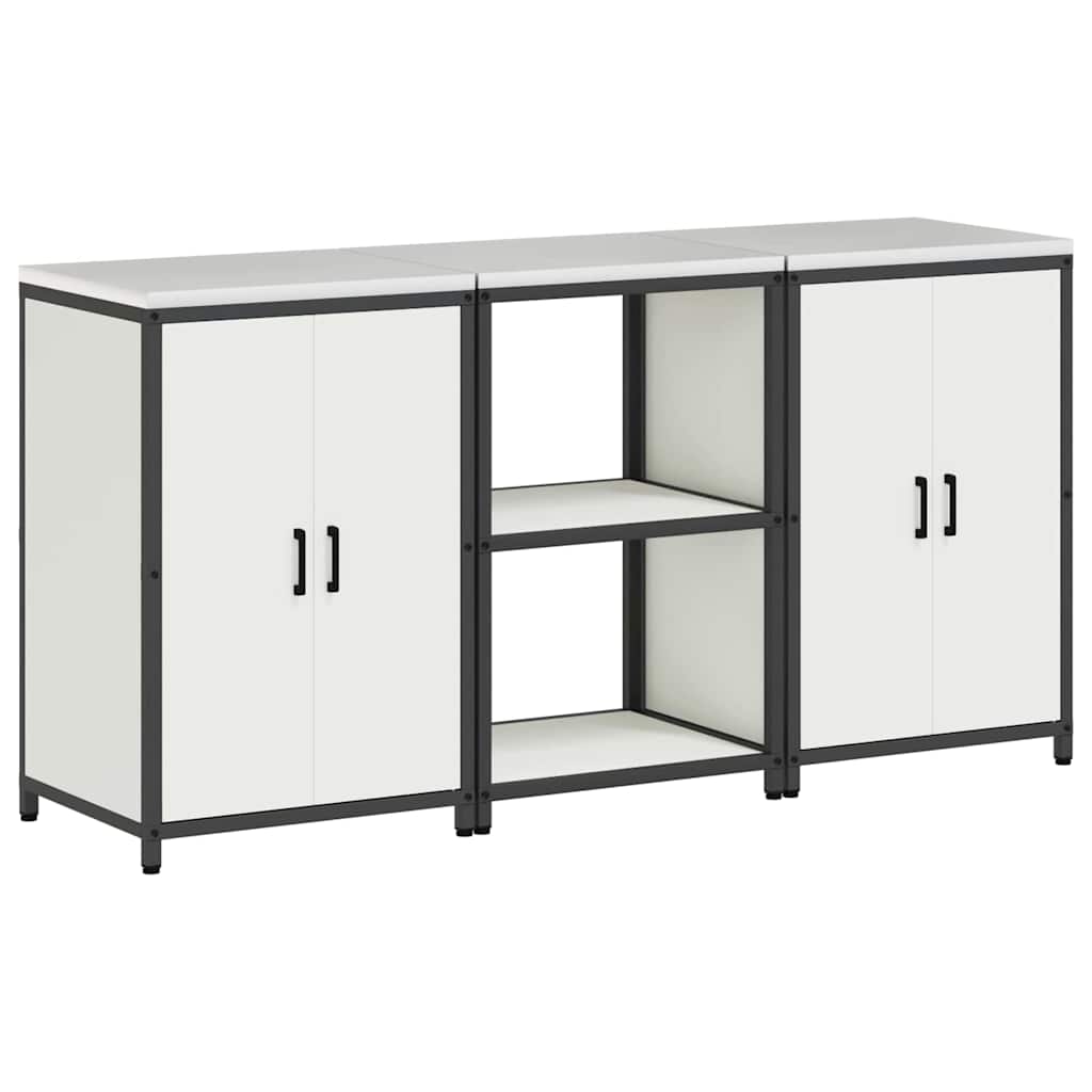 vidaXL Kitchen Storage Set HATTEM 3 pcs White Cold-rolled Steel