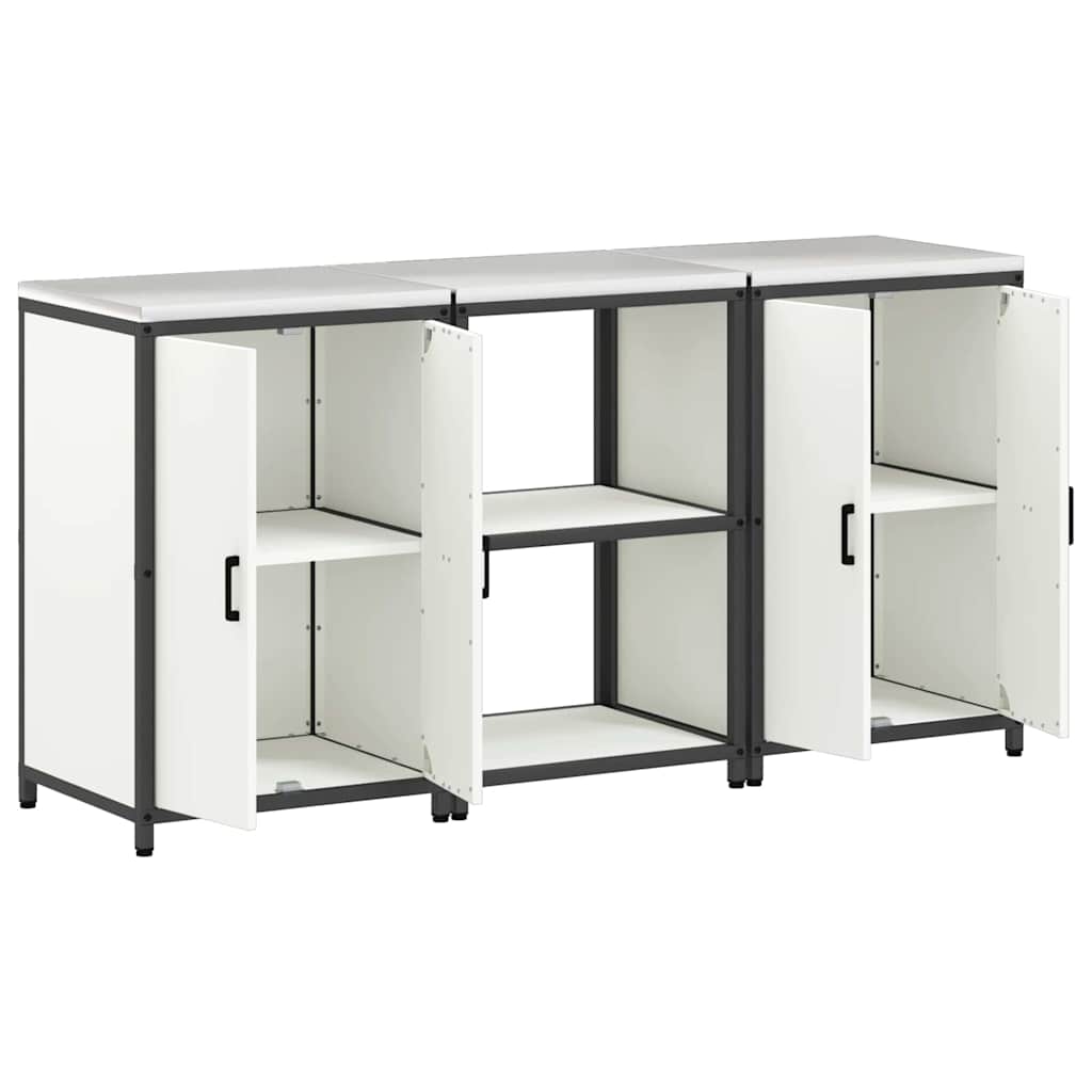 vidaXL Kitchen Storage Set HATTEM 3 pcs White Cold-rolled Steel