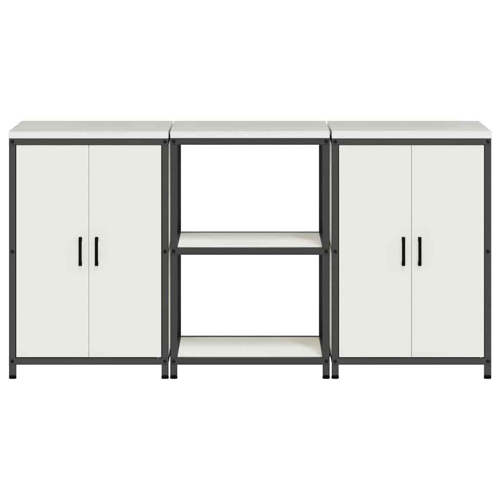 vidaXL Kitchen Storage Set HATTEM 3 pcs White Cold-rolled Steel