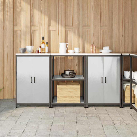 vidaXL Kitchen Storage Set HATTEM 3 pcs Silver Stainless Steel