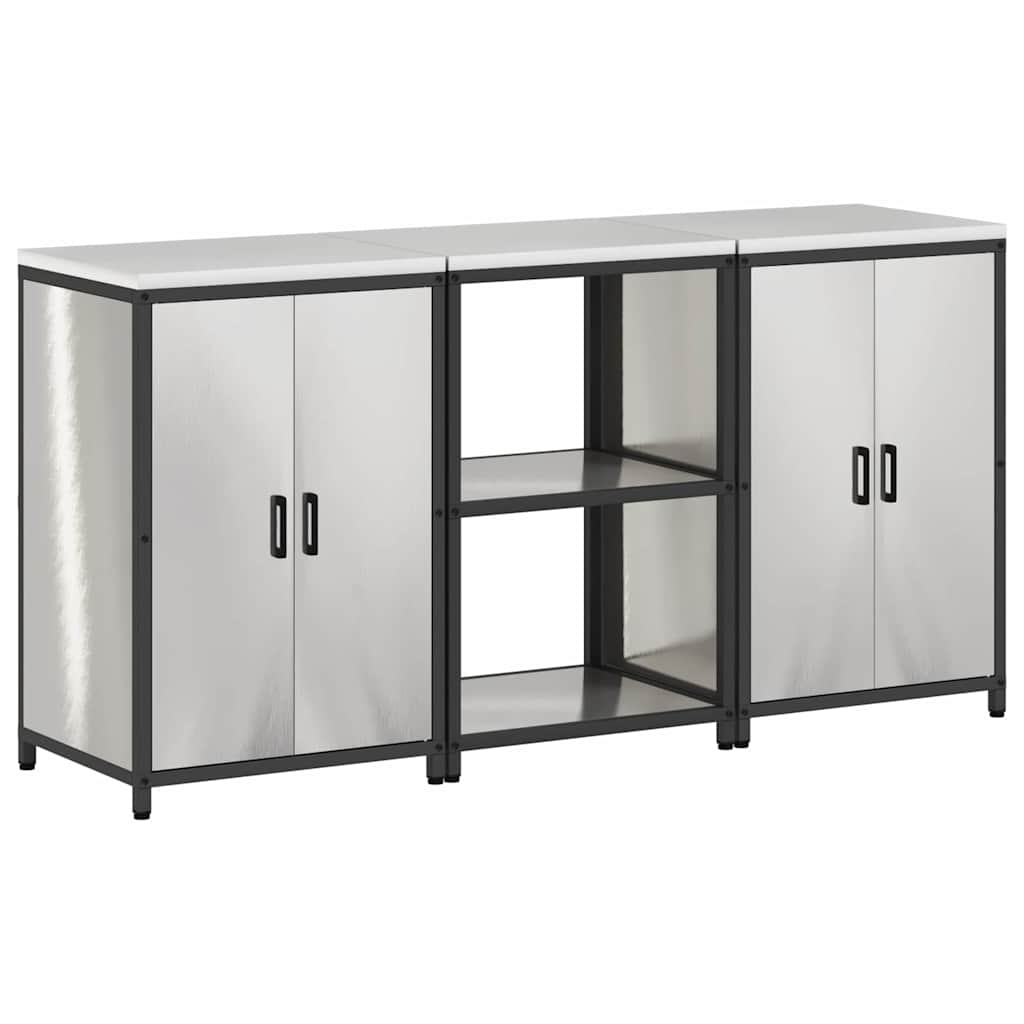 vidaXL Kitchen Storage Set HATTEM 3 pcs Silver Stainless Steel