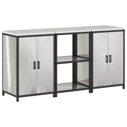 vidaXL Kitchen Storage Set HATTEM 3 pcs Silver Stainless Steel