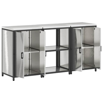 vidaXL Kitchen Storage Set HATTEM 3 pcs Silver Stainless Steel