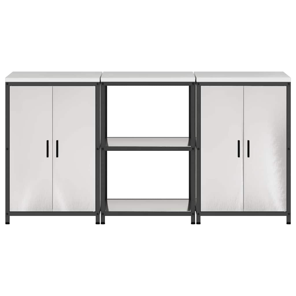 vidaXL Kitchen Storage Set HATTEM 3 pcs Silver Stainless Steel