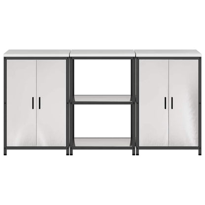 vidaXL Kitchen Storage Set HATTEM 3 pcs Silver Stainless Steel