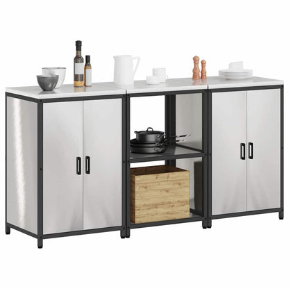 vidaXL Kitchen Storage Set HATTEM 3 pcs Silver Stainless Steel