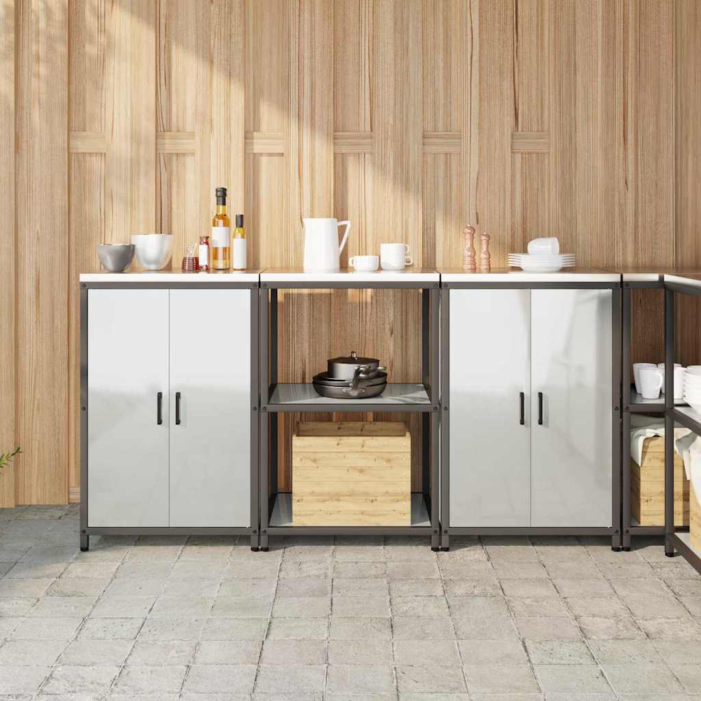 vidaXL Kitchen Storage Set HATTEM 3 pcs Silver Galvanised Steel