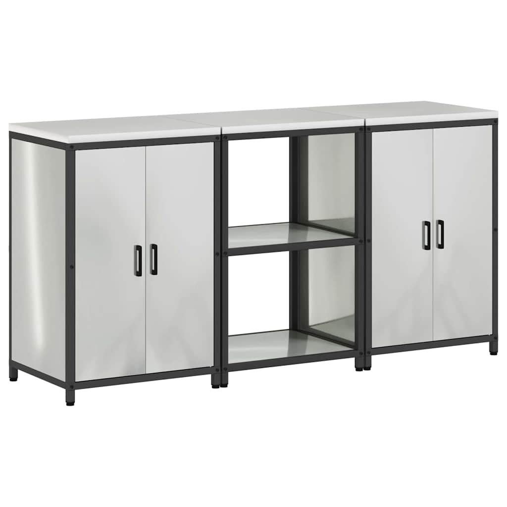 vidaXL Kitchen Storage Set HATTEM 3 pcs Silver Galvanised Steel