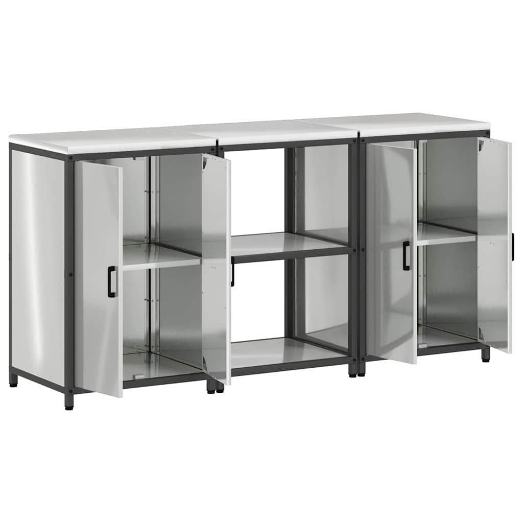vidaXL Kitchen Storage Set HATTEM 3 pcs Silver Galvanised Steel