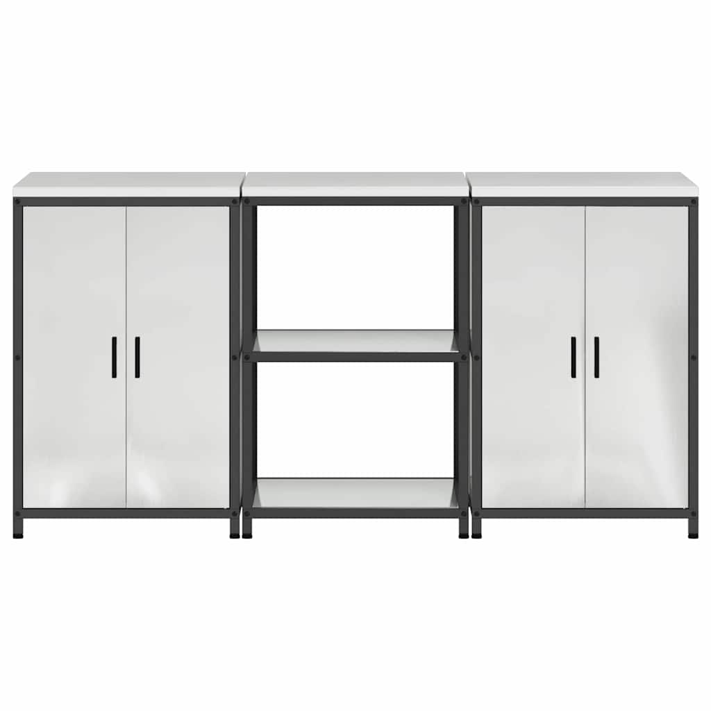 vidaXL Kitchen Storage Set HATTEM 3 pcs Silver Galvanised Steel