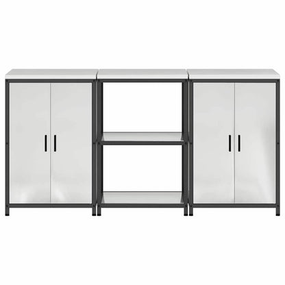 vidaXL Kitchen Storage Set HATTEM 3 pcs Silver Galvanised Steel