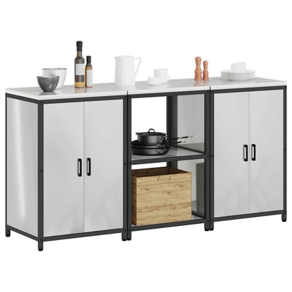 vidaXL Kitchen Storage Set HATTEM 3 pcs Silver Galvanised Steel
